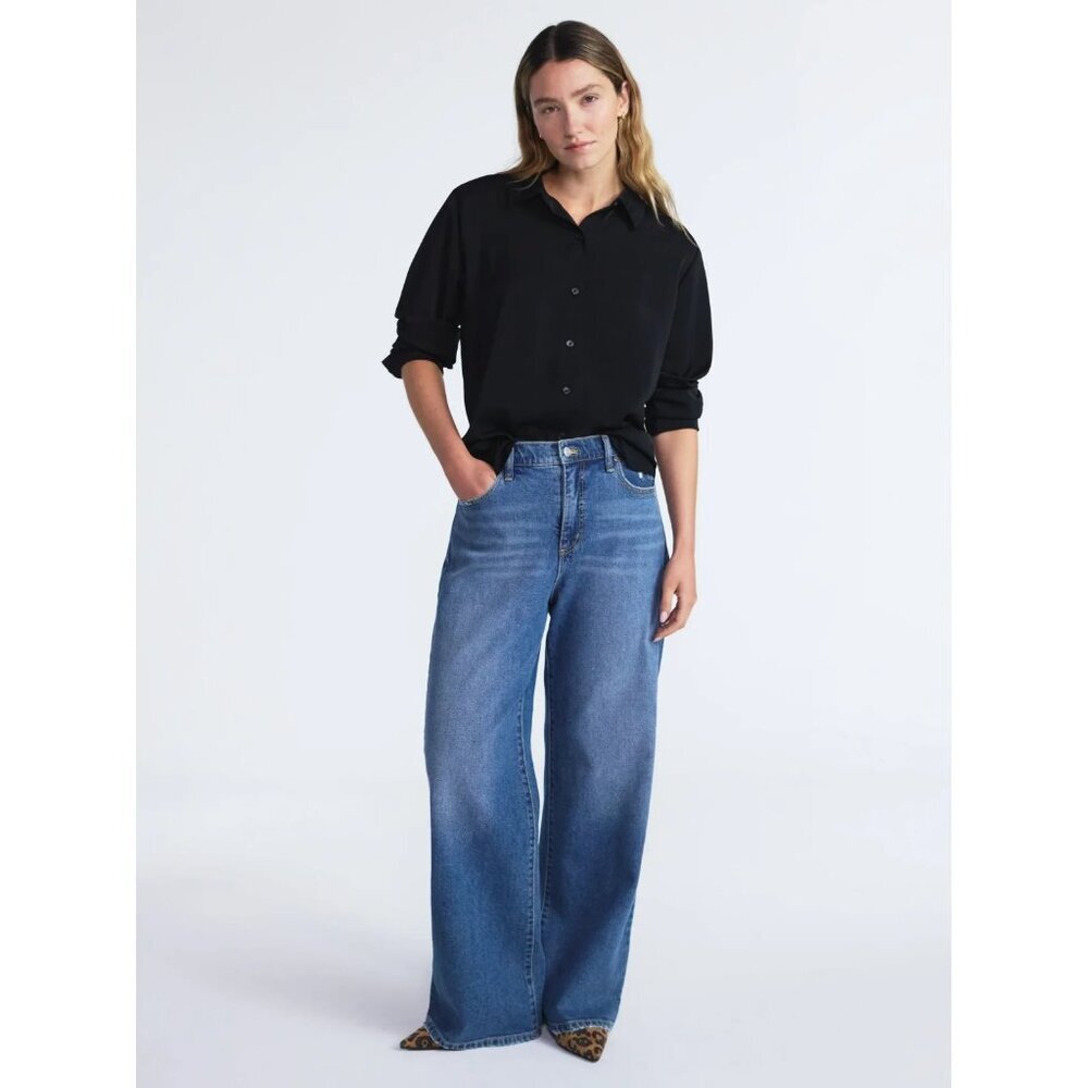 Scoop Women’s and Women’s Plus Relaxed Fit Button Front Shirt, Size XXL(20) - Picture 5 of 5